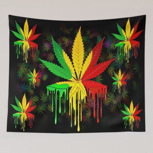 Item preview, Leaf Rasta Colors Dripping Paint designed and sold by BluedarkArt.