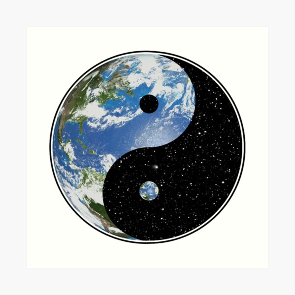Earth and Space Yin Yang Symbol Art Print