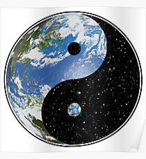 Earth and Space Yin Yang Symbol Poster
