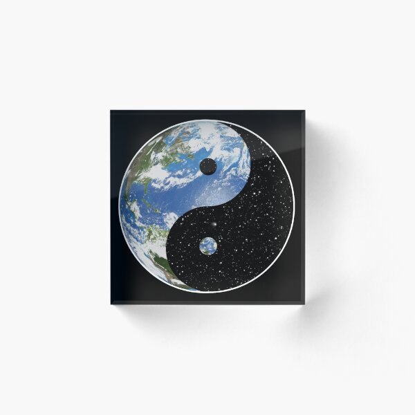 Earth and Space Yin Yang Symbol Acrylic Block