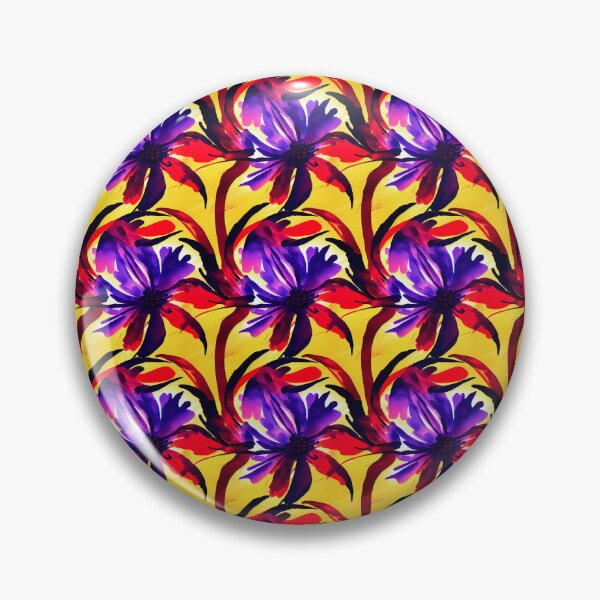 Item preview, Bright Floral Pattern Purple on Yellow Background designed and sold by DesArtStudio.