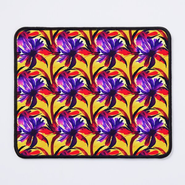 Item preview, Bright Floral Pattern Purple on Yellow Background designed and sold by DesArtStudio.