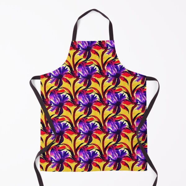 Item preview, Bright Floral Pattern Purple on Yellow Background designed and sold by DesArtStudio.