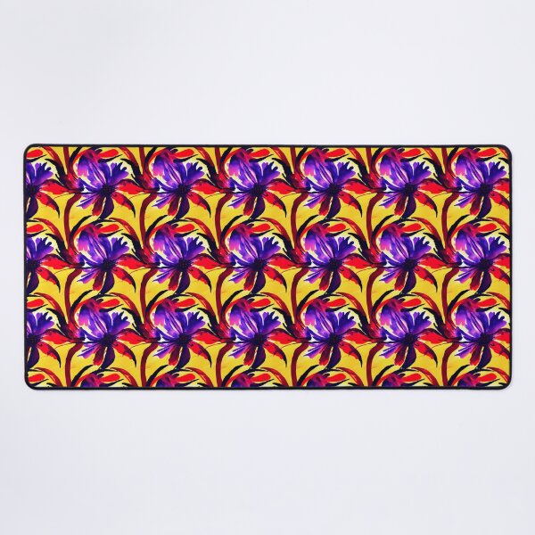Item preview, Bright Floral Pattern Purple on Yellow Background designed and sold by DesArtStudio.