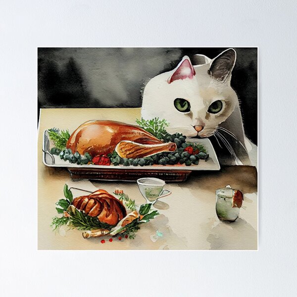 Artikelvorschau, Katze beim Thanksgiving-Dinner entworfen und verkauft von recollectionsv.
