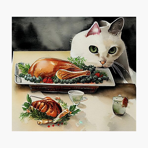 Item preview, Cat on Thanksgiving Dinner designed and sold by recollectionsv.