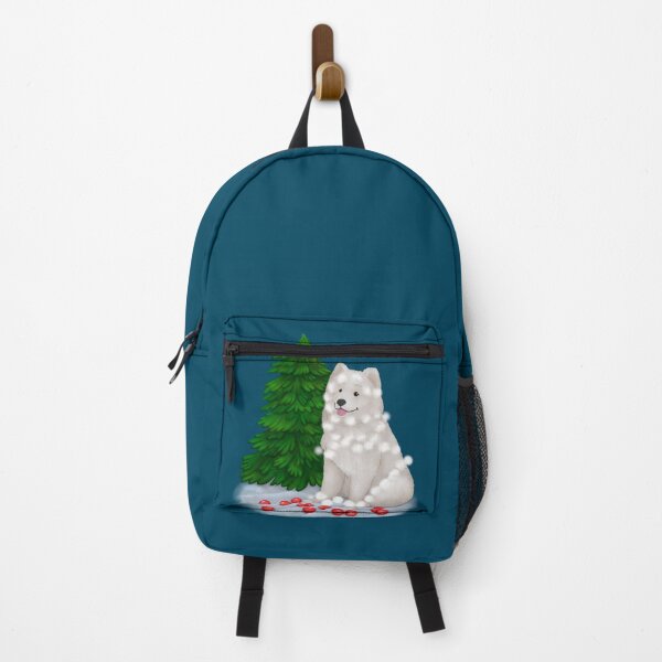 Item preview, Christmas light up - White fluffy Samoyed dog in a Christmas setting designed and sold by ILLUSTRATED TAILS.