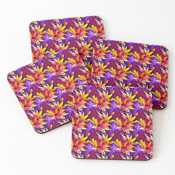 Item preview, Bright Floral Pattern on a Purple Background designed and sold by DesArtStudio.