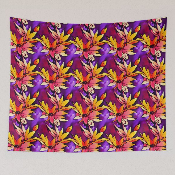 Item preview, Bright Floral Pattern on a Purple Background designed and sold by DesArtStudio.