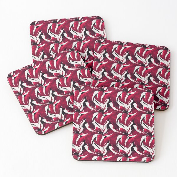 Item preview, Bold Red Ink Floral Pattern on a White Background designed and sold by DesArtStudio.