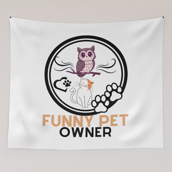 Item preview, cat and an owl funny pet owner designed and sold by dansonarts.