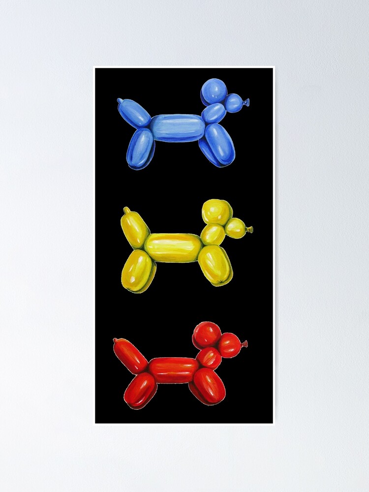 Balloon Dogs, Black Background Poster for Sale by christinaashman