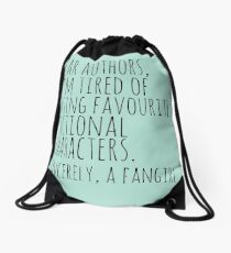 Mochila saco Estimados autores, estoy cansado de perder personajes de ficción favoritos. Atentamente, una fangirl