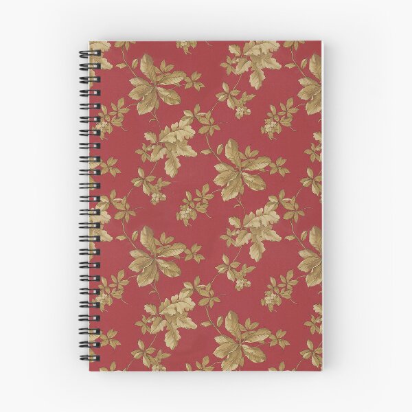 Artikelvorschau, Barock Blattmuster goldene Blätter Design roter Grund vintage Muster entworfen und verkauft von Kallandra.