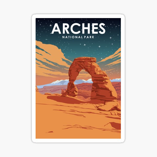 Vista previa del artículo con la obra «Parque Nacional Arches en la noche Viaje retro minimalista vintage Póster», diseñado y vendido por Stadify.