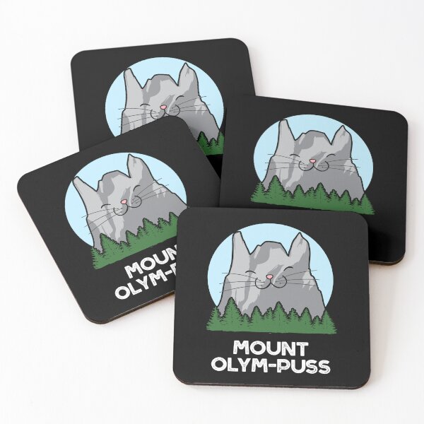 Item preview, Mount Olym-puss Funny Mountain Puns (Dark BG) designed and sold by punnybone.