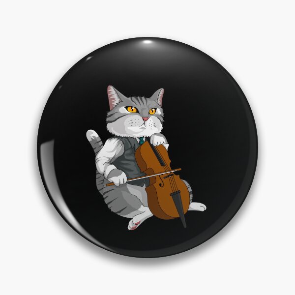 Item preview, Cat Playing Cello Violin musical instrument designed and sold by Ibu83.