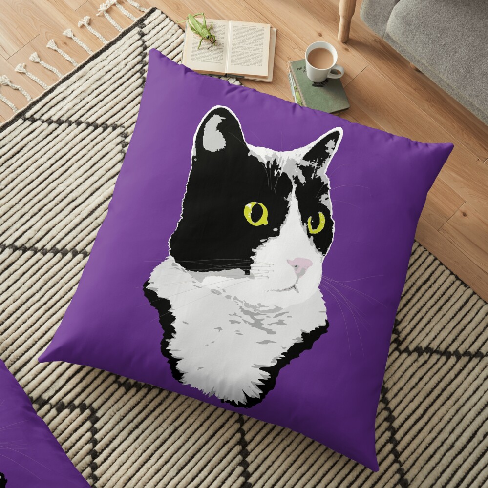 Regal Tuxedo Kitty Floor Pillow