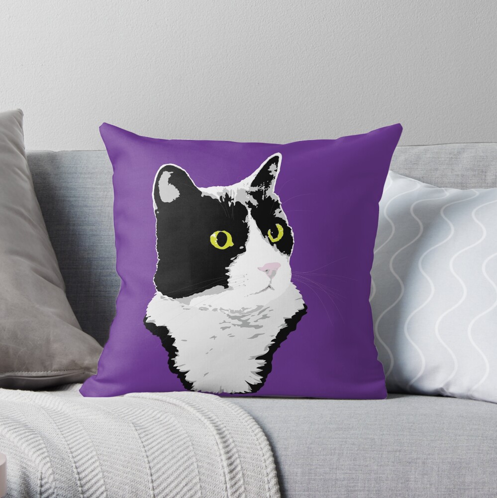 Regal Tuxedo Kitty Throw Pillow