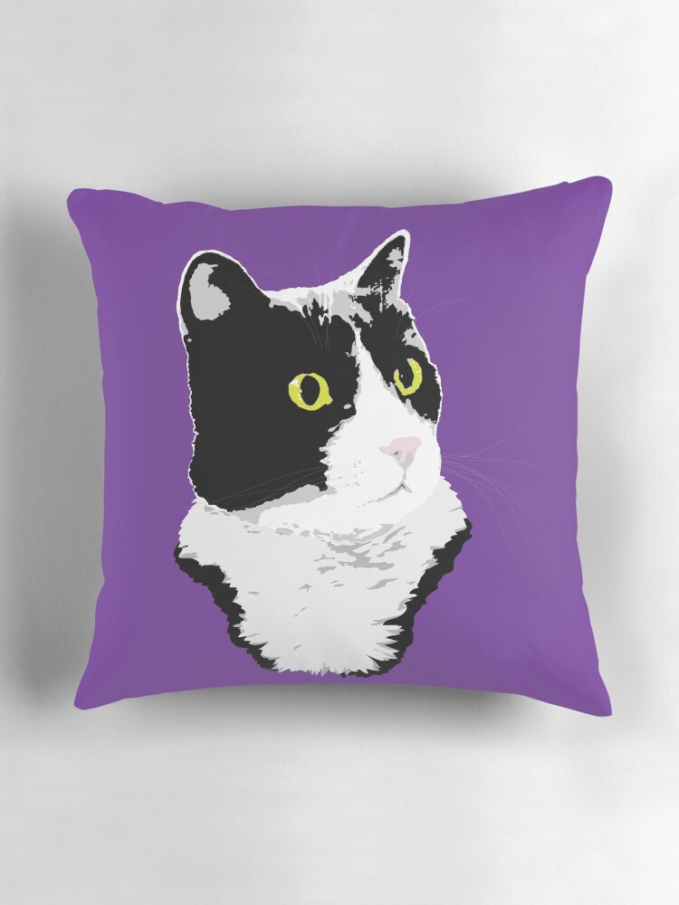 Thumbnail 3 of 4, Pillow, Regal Tuxedo Kitty designed and sold by dmtab.