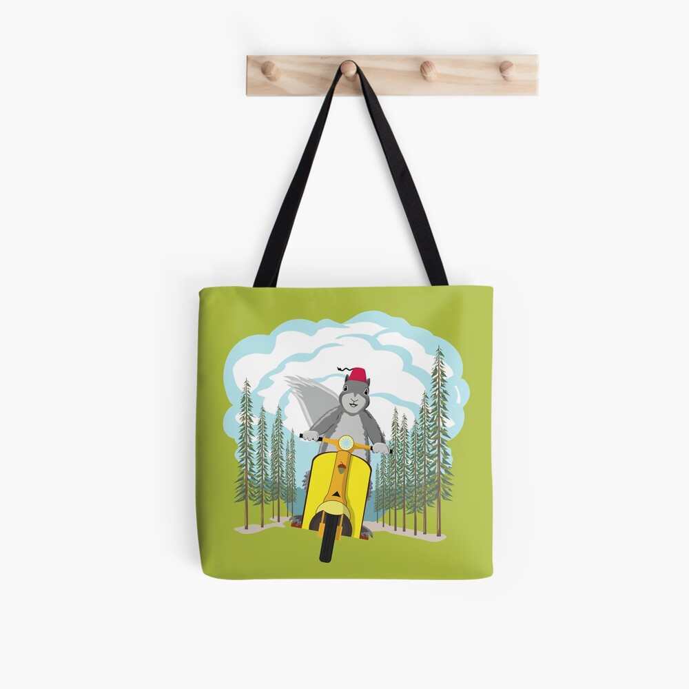 Squirrel on a Scooter Tote Bag