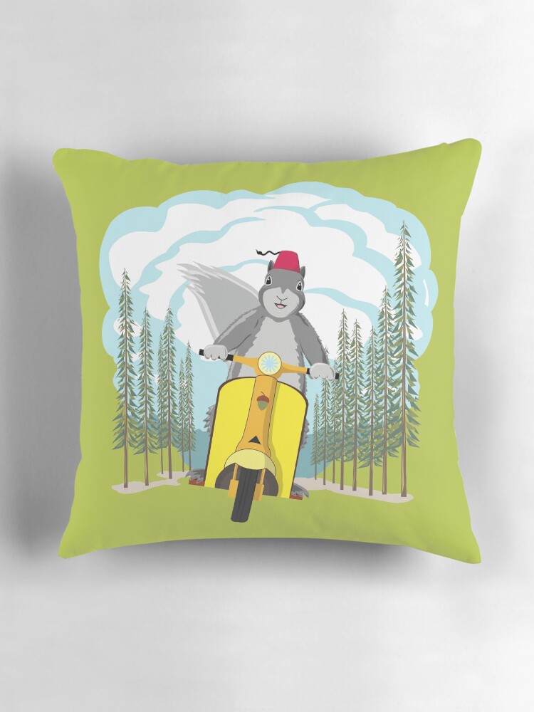 Thumbnail 3 of 4, Pillow, Squirrel on a Scooter designed and sold by dmtab.