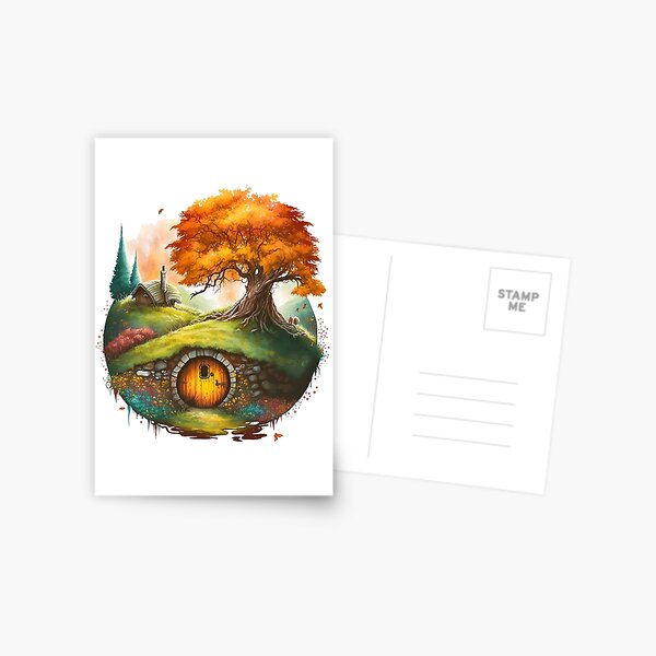 Round Doors in Autumn - Fantasy Postcard