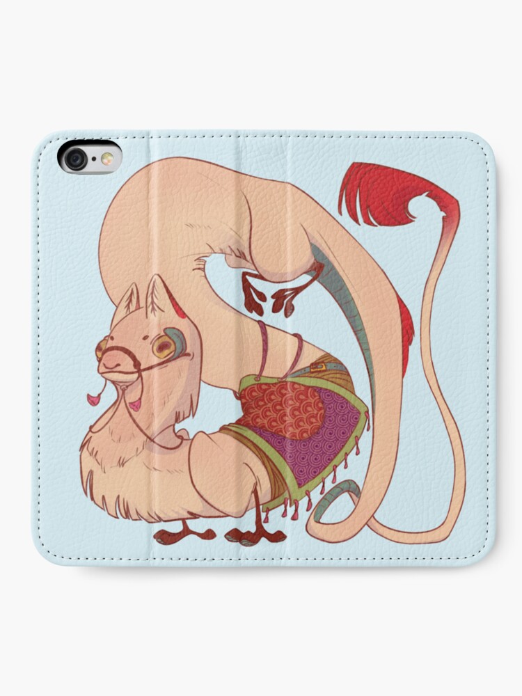 Alternate view of Cute derpy llama gecko creature design iPhone Wallet