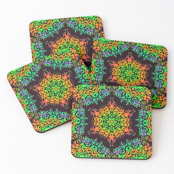 Item preview, Dot Mandala Flower Green Orange and Blue designed and sold by WormholeOrbital.