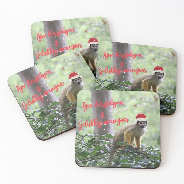 Item preview, Boliviaans Doodshoofdaapje - Fijne Kerstdagen & Gelukkig nieuwjaar designed and sold by AnimaliaArt.