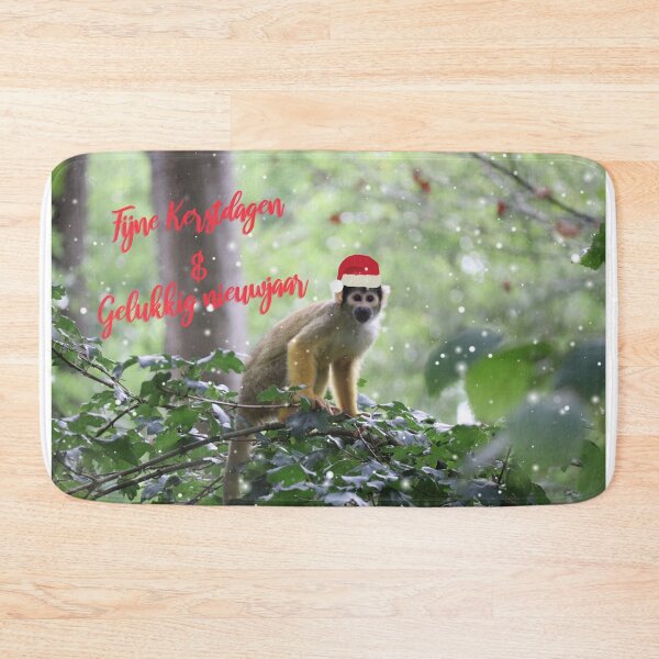 Item preview, Boliviaans Doodshoofdaapje - Fijne Kerstdagen & Gelukkig nieuwjaar designed and sold by AnimaliaArt.
