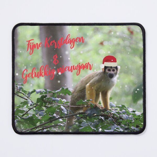Item preview, Boliviaans Doodshoofdaapje - Fijne Kerstdagen & Gelukkig nieuwjaar designed and sold by AnimaliaArt.