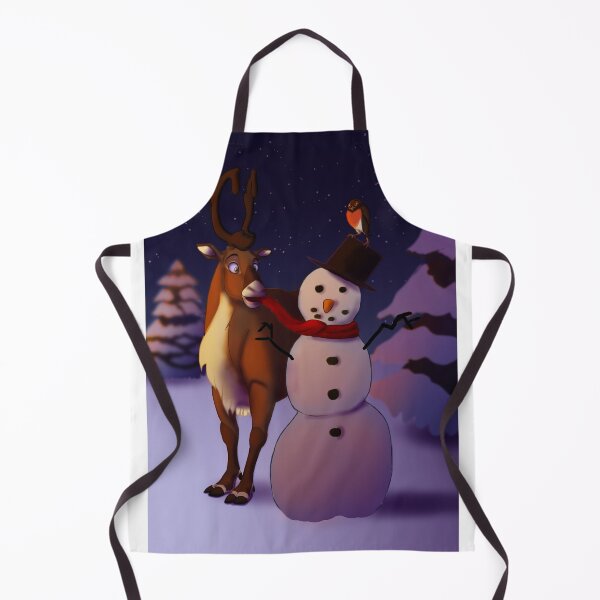Item preview, Festive reindeer decorating snowman designed and sold by labradorpup2001.