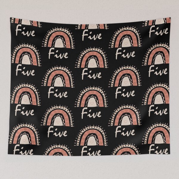 Item preview, Five Year Old Fifth Birthday Cute Fun Doodle Boho Rainbow designed and sold by LadySaltwater.