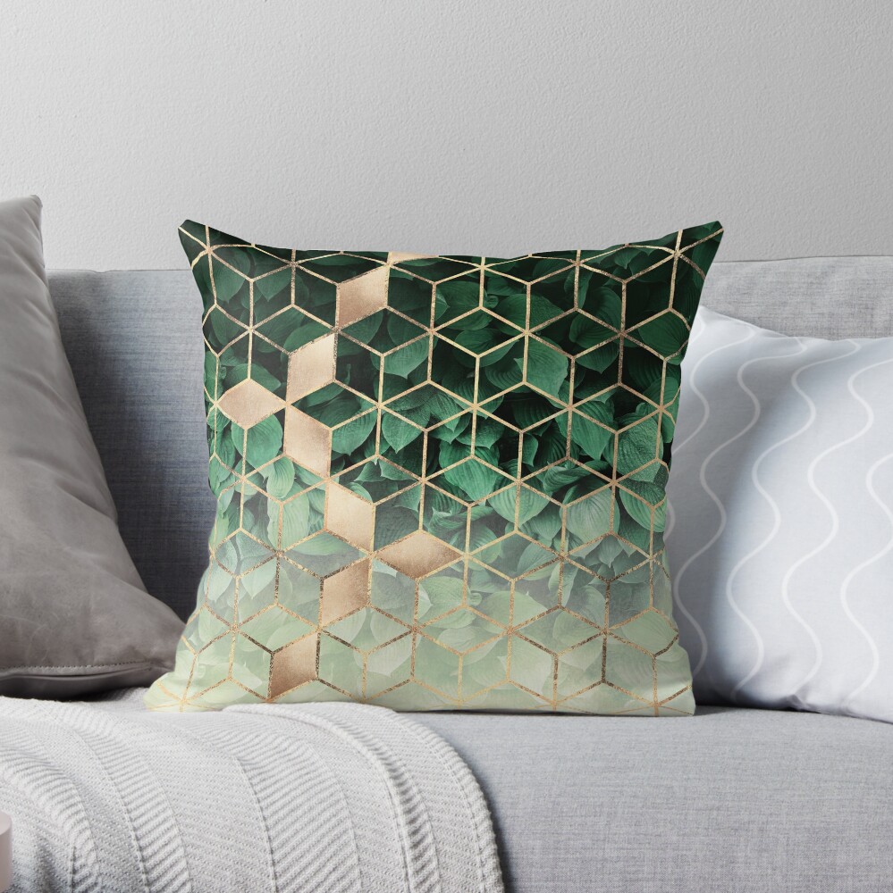 Great Discount Leaves And Cubes Throw Pillow by Elisabeth Fredriksson TP-9F2AN6CN