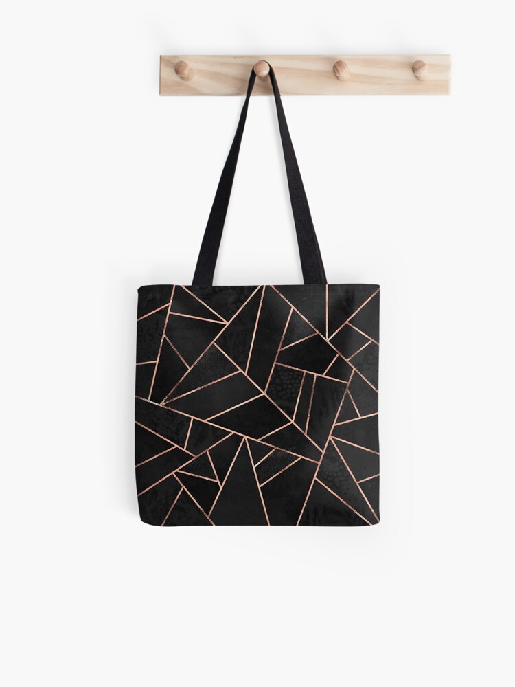 black and rose gold tote bag