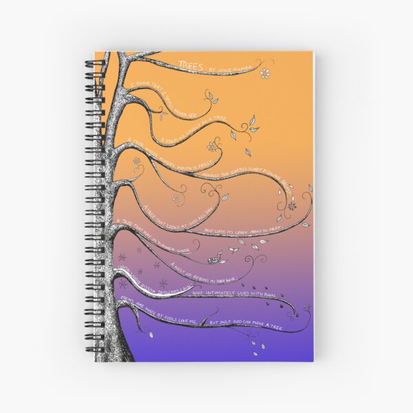 Item preview, Illustrated Poem - Trees by Joyce Kilmer in Black and White on sunset purple and yellow designed and sold by Maddy Bennett.
