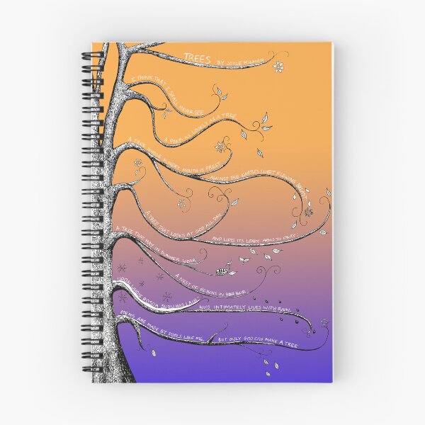 Item preview, Illustrated Poem - Trees by Joyce Kilmer in Black and White on sunset purple and yellow designed and sold by Maddy Bennett.