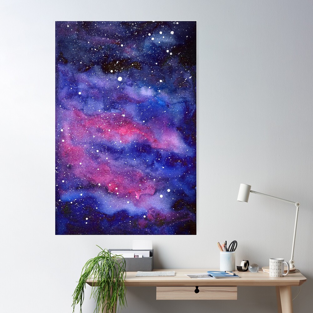 Nebula Watercolor Galaxy Acrylic Print by Olga Shvartsur - Pixels Merch