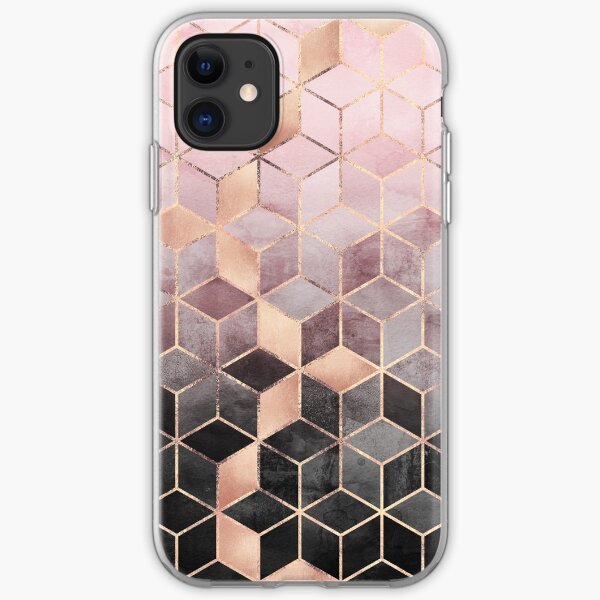 Pink And Grey Gradient Cubes iPhone Soft Case