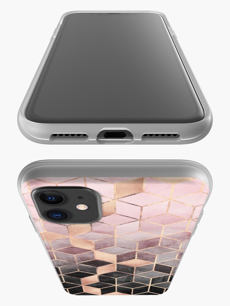Alternate view of Pink And Grey Gradient Cubes iPhone Case & Cover