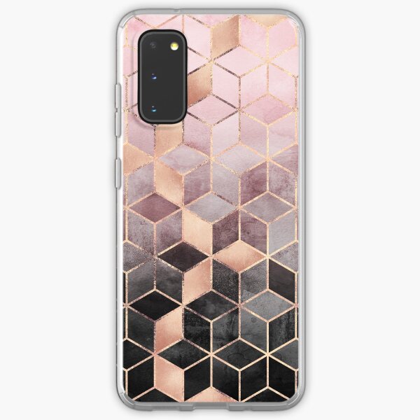 Cubos de degradado rosa y gris Funda blanda para Samsung Galaxy