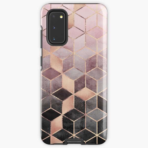 Rosa und graue Farbverlaufswürfel Samsung Galaxy Robuste Hülle