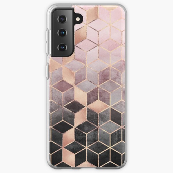 Pink And Grey Gradient Cubes Samsung Galaxy Soft Case