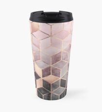 Pink And Grey Gradient Cubes Travel Mug
