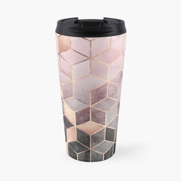 Pink And Grey Gradient Cubes Travel Mug