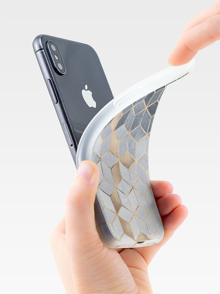 Alternate view of Soft Blue Gradient Cubes iPhone Case