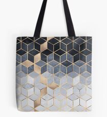 Soft Blue Gradient Cubes Tote Bag
