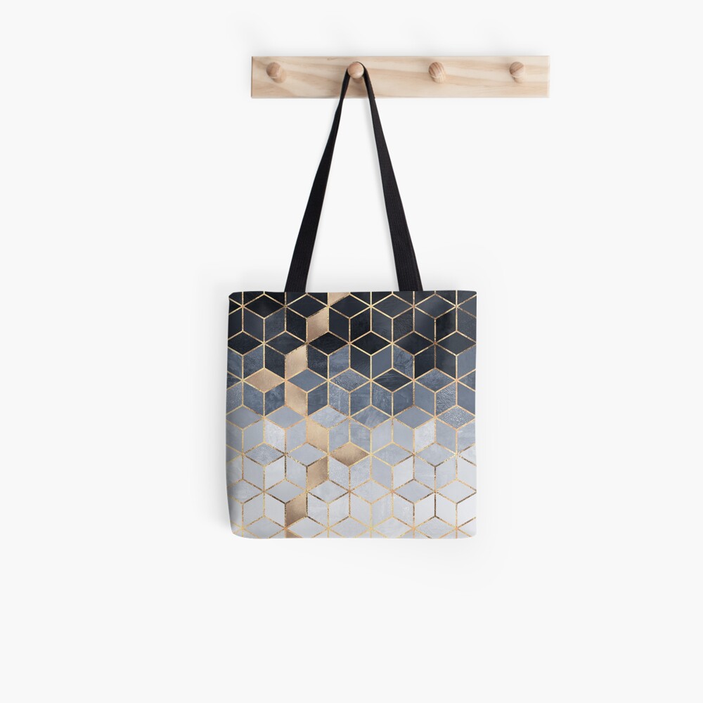Soft Blue Gradient Cubes Tote Bag