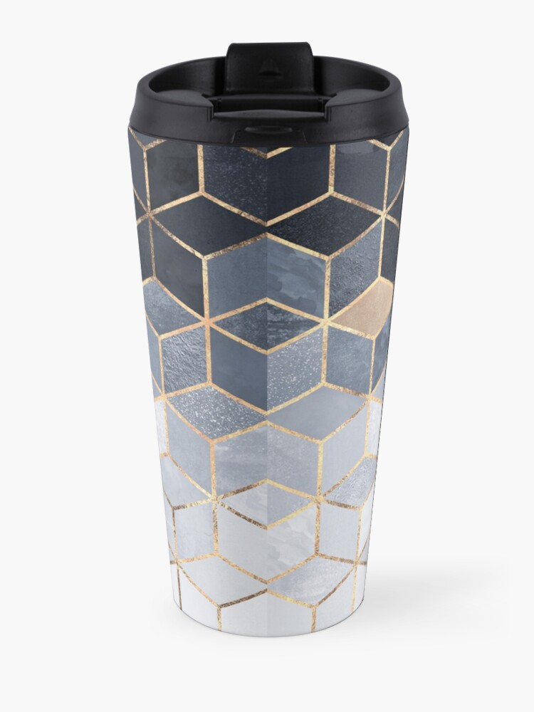 Alternate view of Soft Blue Gradient Cubes Travel Mug